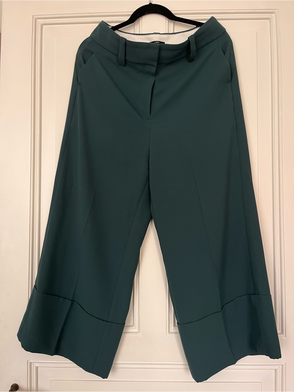 J.Crew 365 Green Blue Wide Leg High Waisted Cropped Pants Slacks
